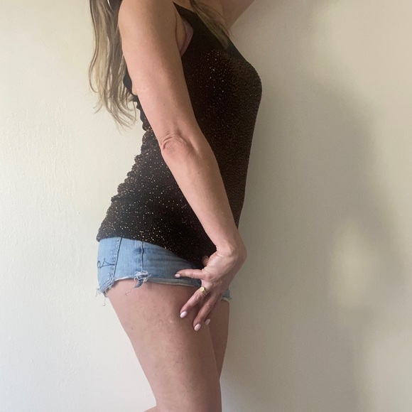 Vintage 90s beaded mesh fitted glam tank top 🍪🍪 - Picture 12 of 14